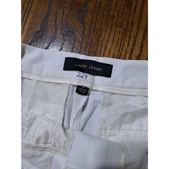 Size 10 Larry Levine Cream Ivory Pants with Pockets and Belt Loops - Picture 3 of 5